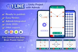 1 Line Unity Puzzle Game Template – Connect Dots Game with AdMob