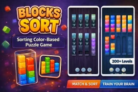 Blocks Sort Puzzle – Color Matching Brain Training Unity Game Source Code