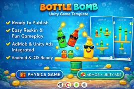 Bottle Bomb Unity Game Template – Hyper Casual Physics Game with AdMob