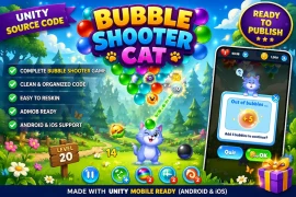 Bubble Shooter Cat – Unity Game Source Code with AdMob & Level System