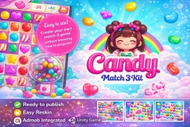 Candy Match 3 Unity Game Template – Sweet Puzzle Game with AdMob