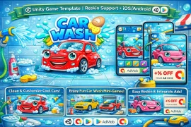 Car Wash Salon Unity Game Template – Kids Car Cleaning Game with AdMob