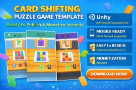 Card Shifting Puzzle Unity Game Template – Ready to Publish & Monetize
