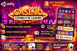 Combo Casino Unity Game – 5 in 1 Slot, Poker & Blackjack Template