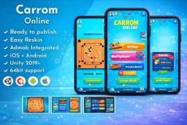 Download Carrom Online Unity Source Code  iOS & Android Game with AdMob