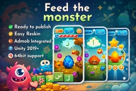 Feed the Monster Unity Game – Learn Arabic Educational Game Template