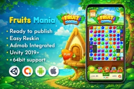 Fruit Mania Match 3 Game Unity Template with AdMob – Ready to Publish