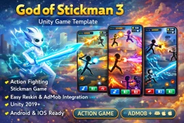 God of Stickman 3 Unity Game Template – Action Fighting Game with AdMob Integration