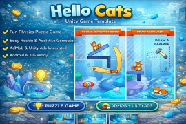 Hello Cats Unity Game Template – Fun Physics Puzzle Game with AdMob