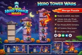 Hero Tower Wars Unity Game – Merge Puzzle Strategy Game with AdMob