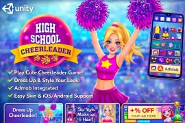High School Cheerleader Dress Up Unity Game Template – Girls Fashion Game