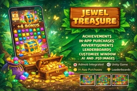 Jewel Treasure Match 3 Unity Game Source Code with AdMob & IAP