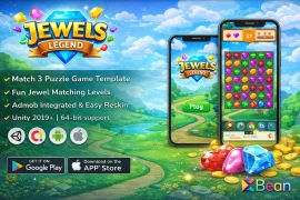 Jewels Legend Unity Game Source Code – Match 3 Puzzle Game Template