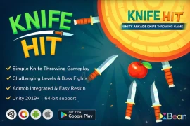 Knife Hit Unity Game Template – Addictive Arcade Knife Throwing Game