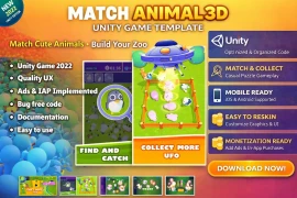 Match Animal 3D – Unity Zoo Builder Puzzle Game Template