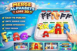 Merge Alphabet Game Unity Template – 3D Puzzle Game with Easy Reskin