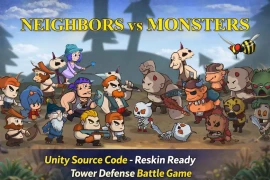 Neighbor vs Monsters Unity Source Code – Reskin Ready Tower Defense Game