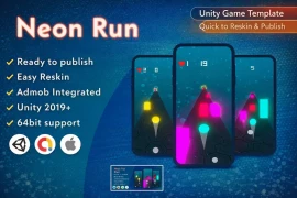 Neon Run Unity Game Template – Hyper Casual Runner with AdMob