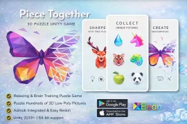 Piece Together 3D Puzzle Unity Game Source Code – Low Poly Puzzle Game