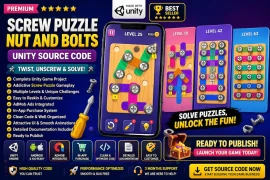 Screw Puzzle Nut & Bolts Unity Source Code – Complete Puzzle Game with Ads & IAP