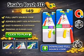 Snake Rush 3D Game Unity Template – Addictive Runner Game