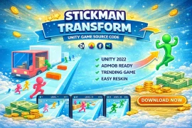 Stickman Transform Game – Unity Source Code  Hyper Casual Runner Game