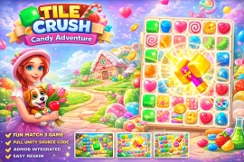 Tile Crush Candy Adventure Unity Game Source Code – Complete Match 3 Game