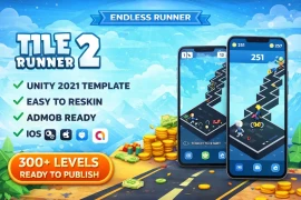 Tile Runner 2 Game – 300+ Levels Unity Source Code  Endless Runner