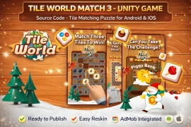 Tile World Match 3 Unity Game Source Code – Tile Matching Puzzle