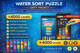Water Sort Puzzle Unity Game Source Code – Liquid Sorting Brain Game