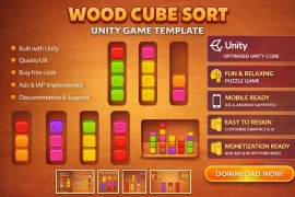 Wood Cube Sort – Addictive Color Sorting Puzzle Game Unity Template