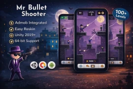 Mr Bullet Shooter Game Template – Easy Reskin & Monetization