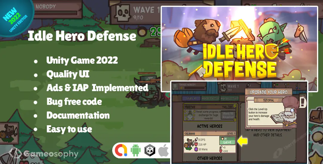Idle Hero Defense Best 2024 Source Code | Unity source code