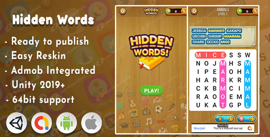 Hidden Words – Word Search Unity Project