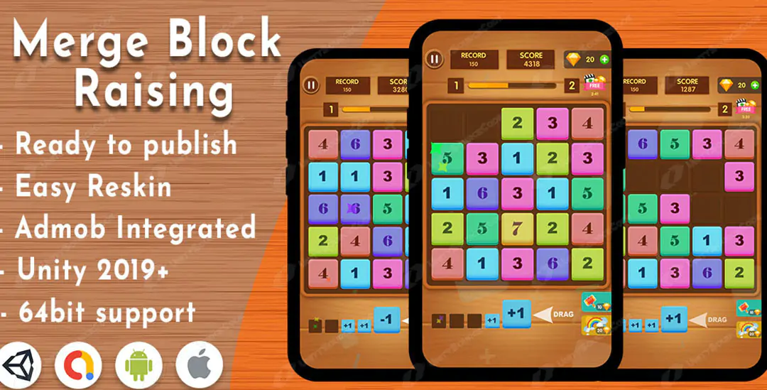 Merge Block Raising – Unity project with admob