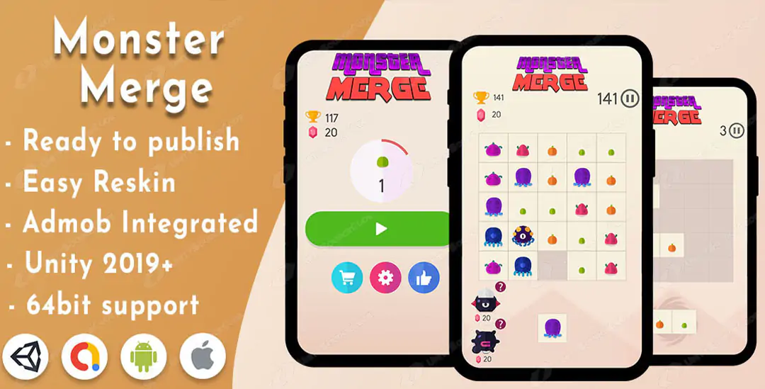Monster Merge – Unity project with admob