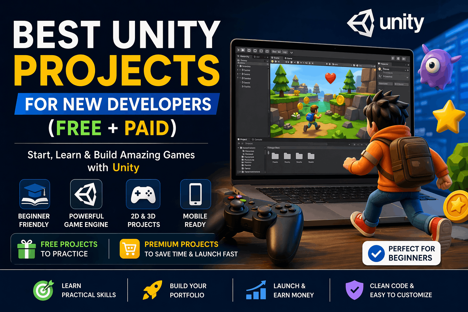 Best Unity Projects for New Developers (Free + Paid)