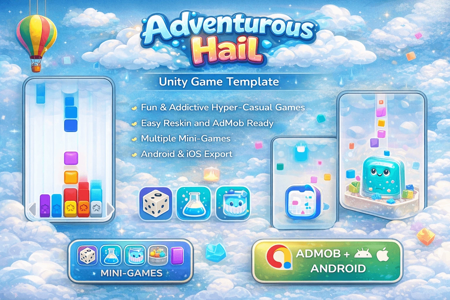 Adventurous Hail Unity Game Template – Hyper Casual Mini Games with AdMob Integration