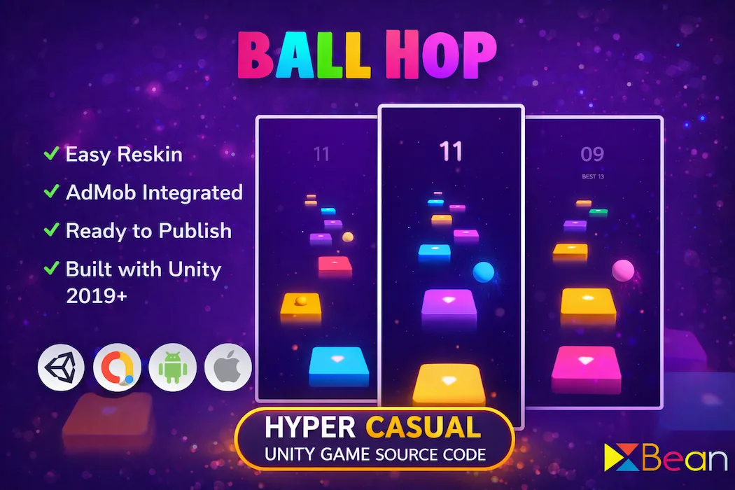 Ball Hop Unity Game Source Code – Hyper Casual Jump Game Template