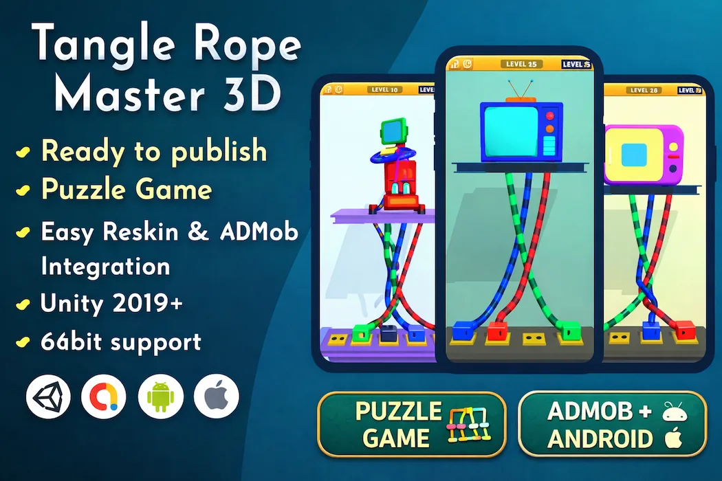 Best Rope tangle Unity Game Template – Easy Reskin + Full Source Code