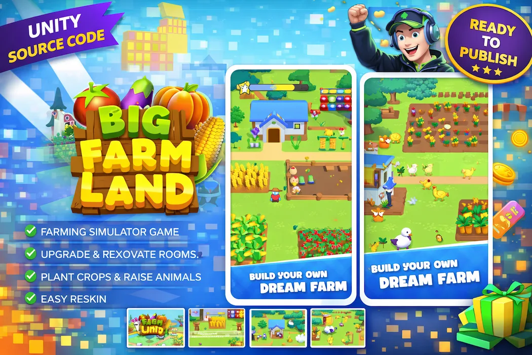 Big Farm Land Unity Game – Create Your Own Farming Business Game App