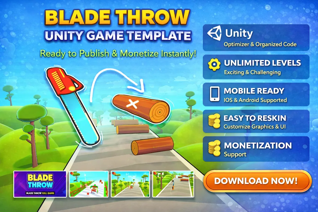 Blade Throw Unity Game Template – Ready to Publish & Monetize