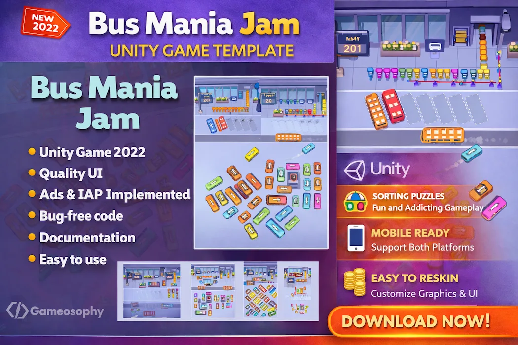Bus Mania Jam – Addictive Traffic Puzzle Unity Game Template