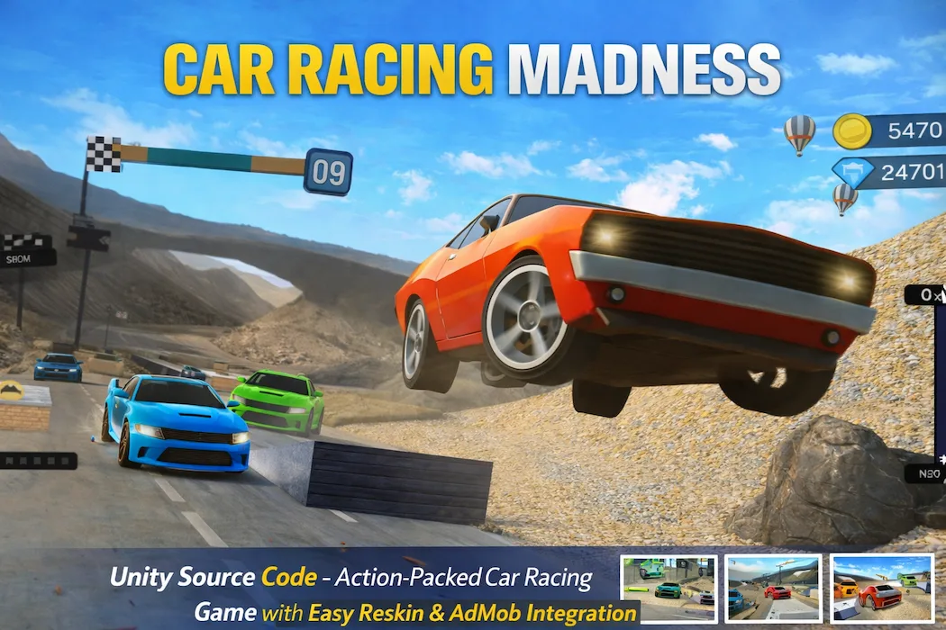 Car Racing Madness Unity Source Code – High-Speed Racing Game