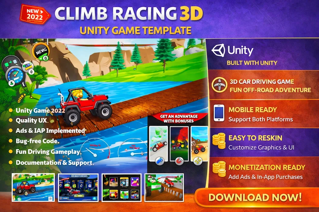 Climb Racing 3D – Offroad Adventure Unity Game Template