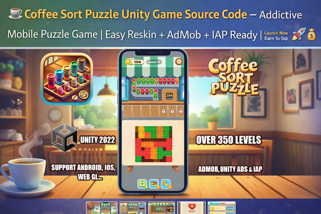 Coffee Sort Puzzle Unity Game Source Code – Addictive Sorting Game