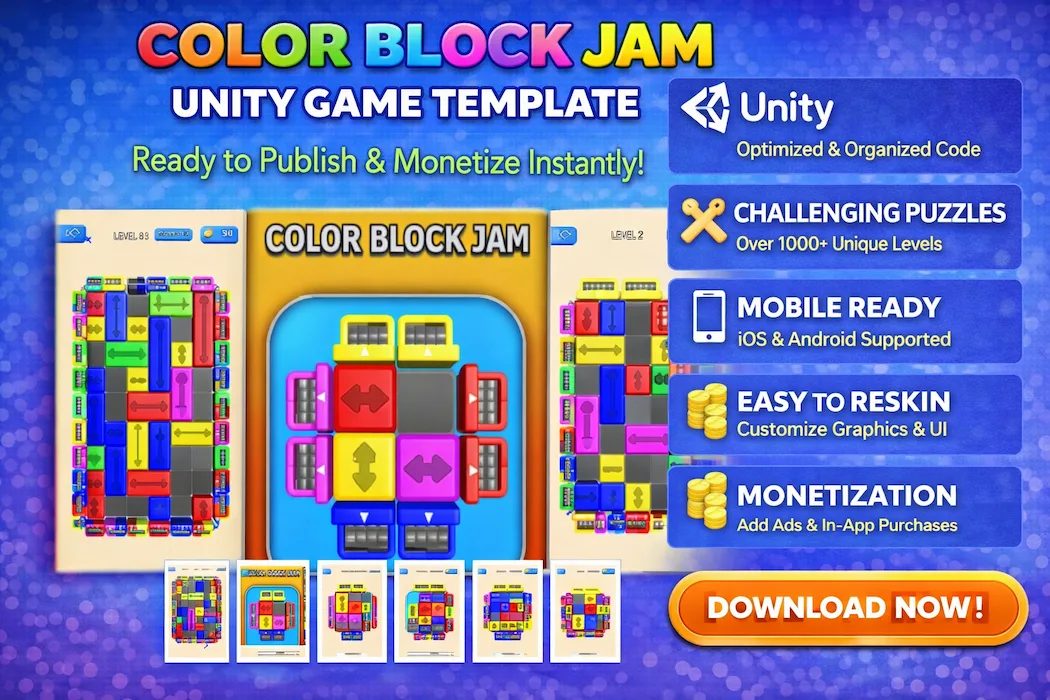 Color Block Jam 3D Puzzle – Addictive Unity Game Template