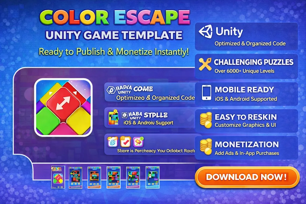 Color Escape Unblock Jam – Addictive 3D Puzzle Game Template