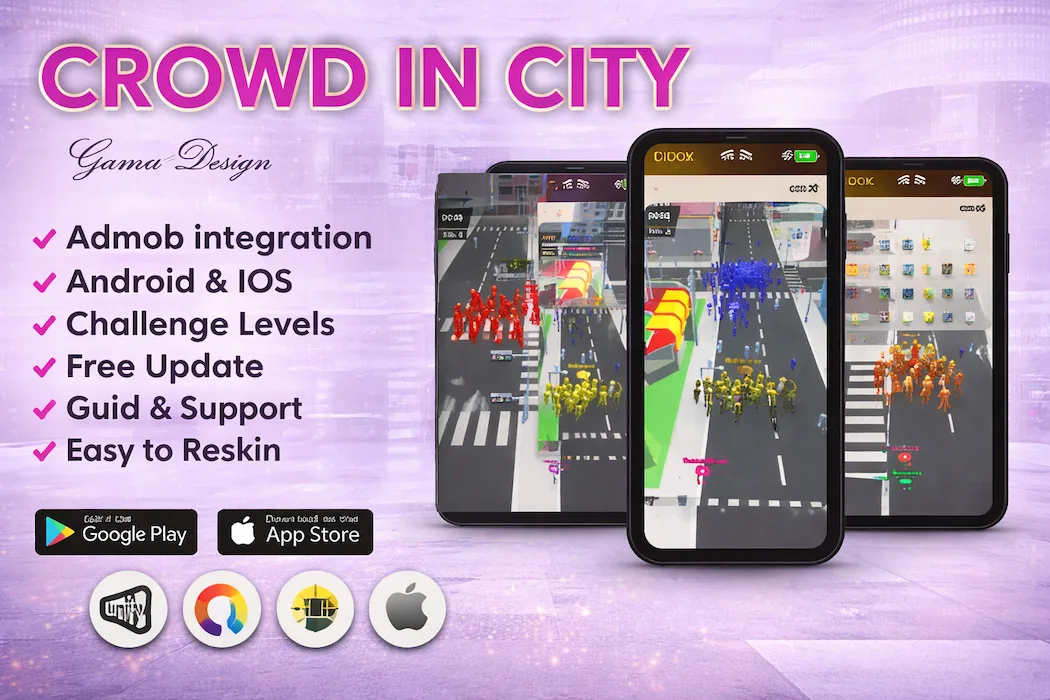 Crowd City Unity Game Source Code with AdMob Integration