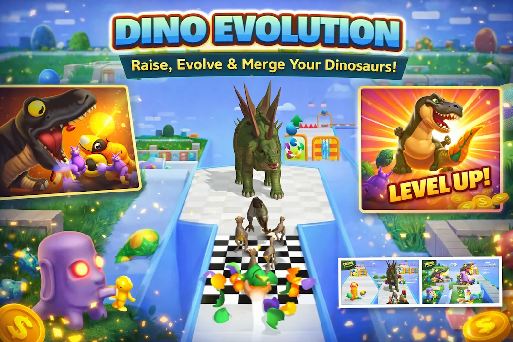 Dino Evolution Unity Source Code – Merge & Upgrade Dinosaur Game